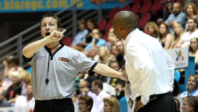 Blaze coach Joey Wright is warned by the ref for talking back