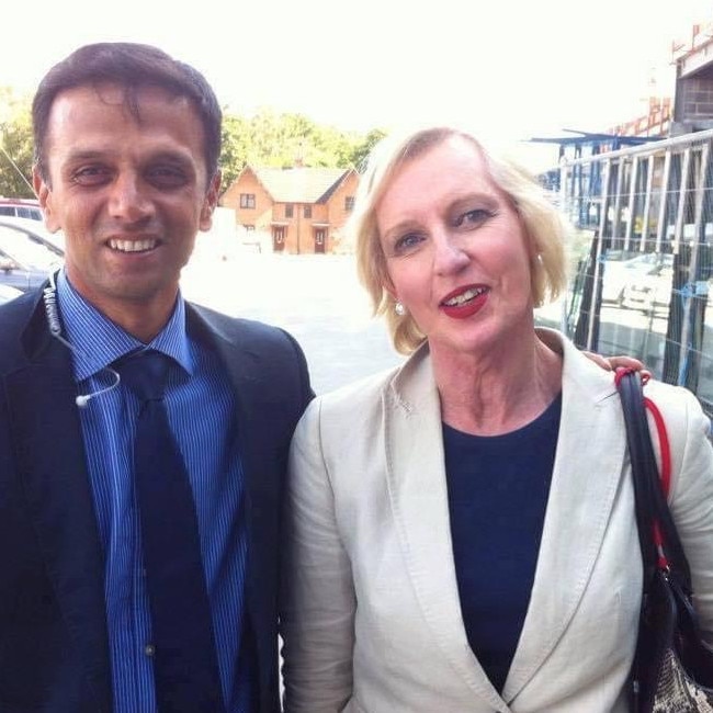 Catherine McGregor with Rahul Dravid, Trent Bridge Cricket Ground, UK, 2014