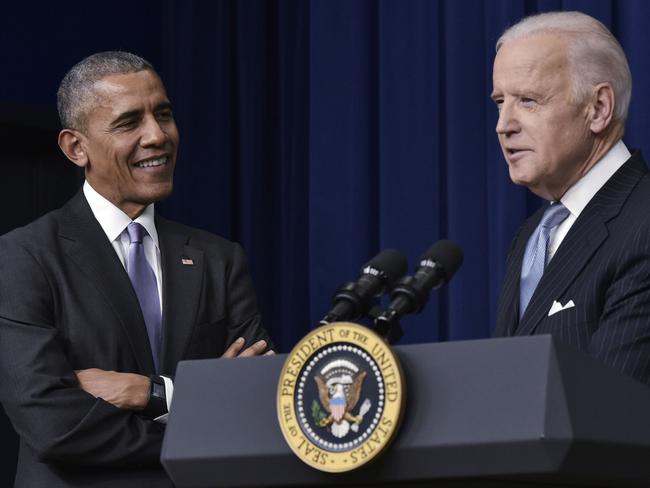 Joe Biden served as vice president to Barack Obama but has moved further left than Obama on key policy issues. Picture: AFP