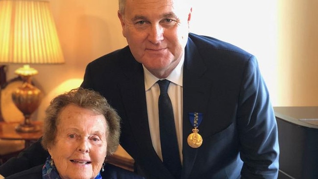 Bernard Salt with his mum in 2018.