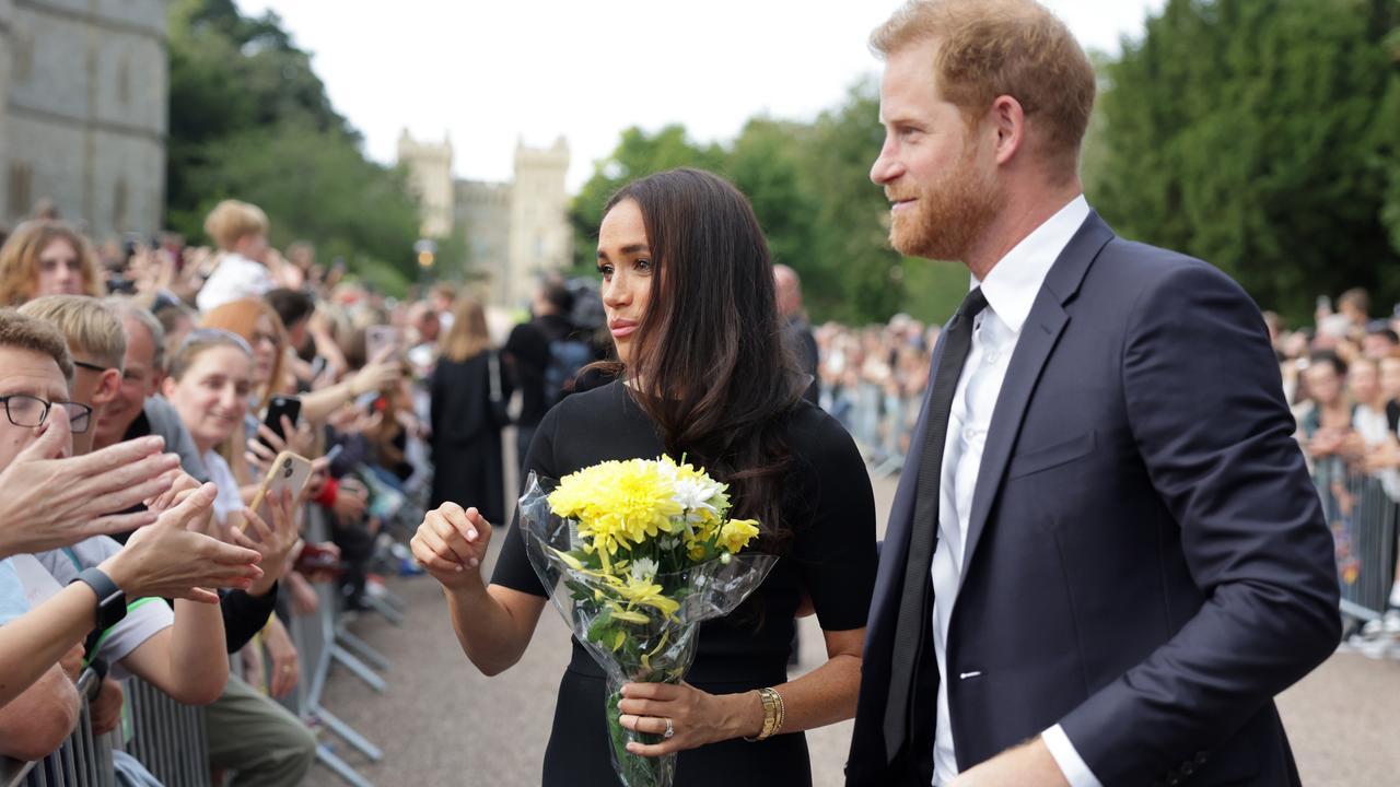 They spent time talking to crowds and viewing floral tributes outside Winsdor Castle. Picture: Chris Jackson - WPA Pool/Getty Images