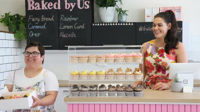 Baked By Us owner Jess Robinson (right). Picture: Peter Ristevski