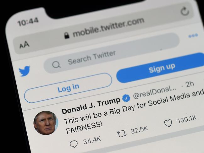 The suspension of Mr Trump’s personal Twitter account came despite a New York federal appeals court ruling in 2019 that he was not able to block users. Picture: Olivier Douliery / AFP