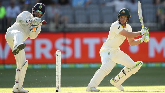 Australian skipper Tim Paine remains unbeaten on 16 after day one of the second Test in Perth. Picture: Getty Images