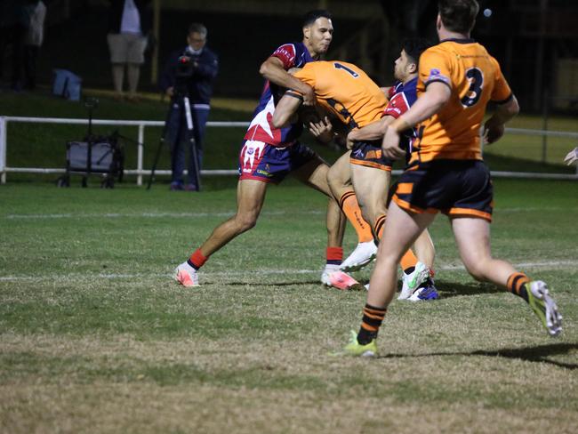 Israel Folau makes his Rugby League Gold Coast debut for Southport Tigers against defending champions Runaway Bay at Owen Park, Southport. Pic Mike Batterham