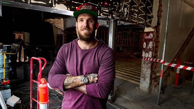 Collingwood star Dane Swan at The Albion before it went up in flames. Picture: Jay Town