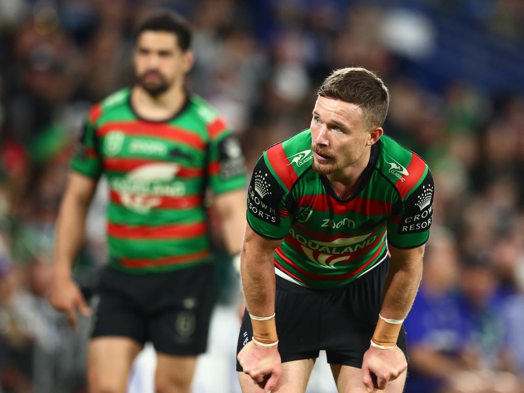 Damien Cook has come under fire for his form in the Rabbitohs’ past three preliminary final defeats. Picture: Chris Hyde / Getty Images