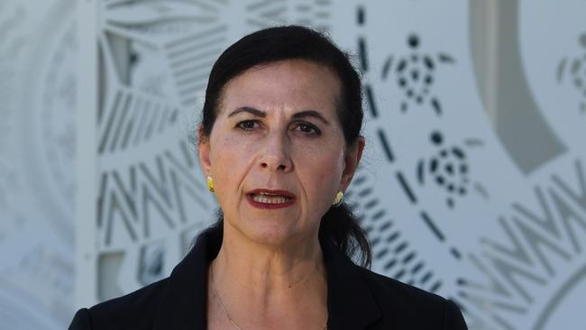 Australian Minister for International Development Concetta Fierravanti-Wells speaks to the media during a press conference at the 48th Pacific Islands Forum at the Taumeasina Resort in Apia, Samoa, Friday, September 8, 2017. Malcolm Turnbull is in Samoa to attend the Pacific Islands Forum. (AAP Image/Lukas Coch) NO ARCHIVING