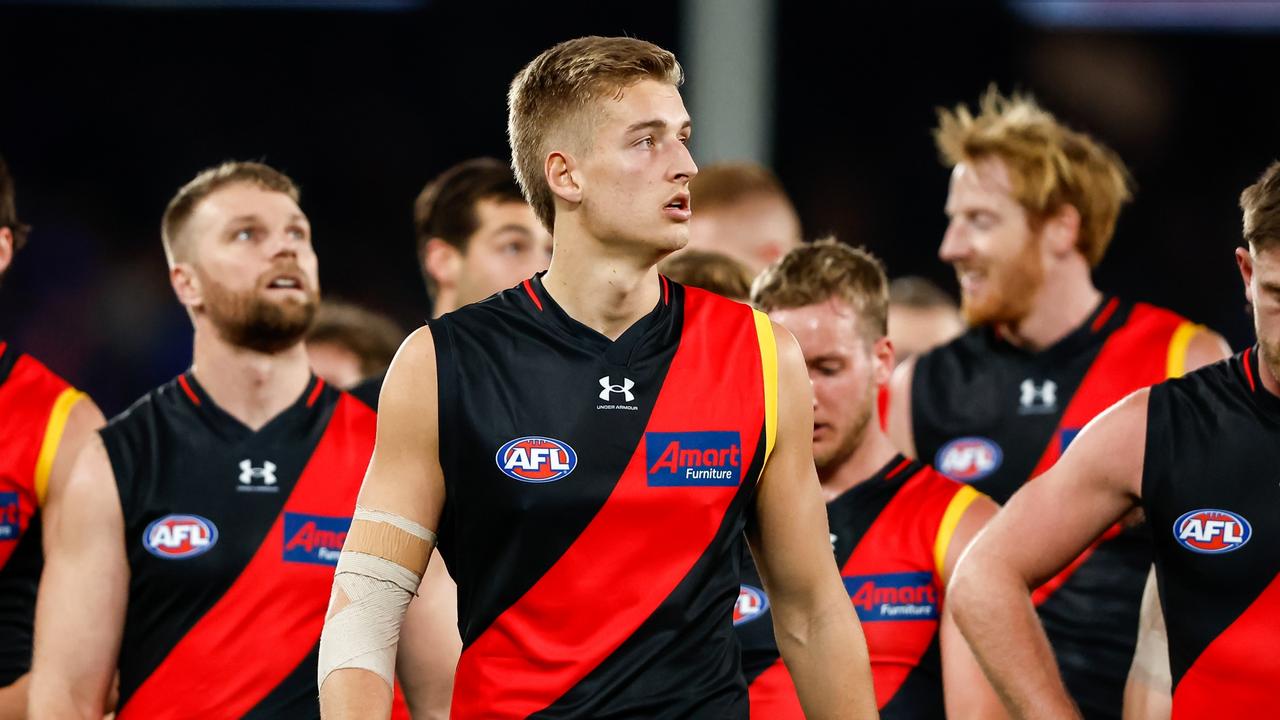 Essendon ruckman Nick Bryan will remain in red and black until at least the end of 2025. Picture: Dylan Burns / Getty Images