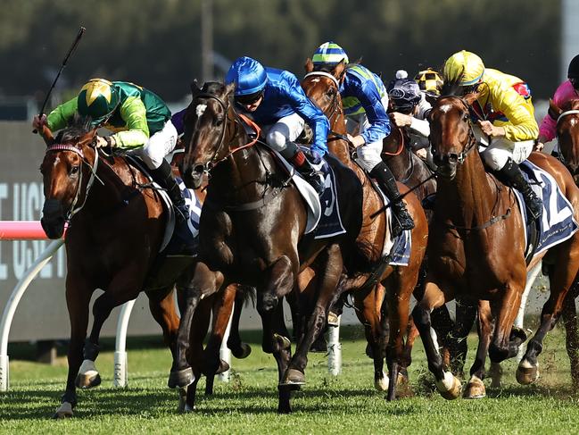 SYDNEY, AUSTRALIA - NOVEMBER 09: Kerrin McEvoy riding Pericles wins Race 8  Five Diamonds during "Five Diamonds Day" - Sydney Racing at Rosehill Gardens on November 09, 2024 in Sydney, Australia. (Photo by Jeremy Ng/Getty Images)