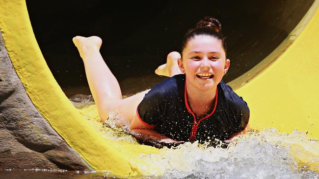 Eliza O'Sullivan, 10, at Manly Surf N Slide. Picture: Adam Yip