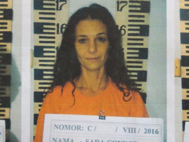 BALI 9 SEPT 2016 - Mugshot of Sara Connor inside the dossier that was handed over by police to the Prosecutor in Denpasar, Bali. Sara and her boyfriend David Taylor are accused of murdering a policeman on Kuta Beach. Picture: Supplied.