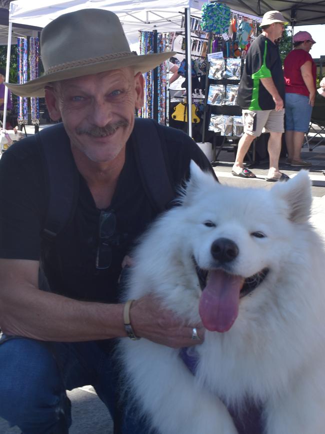 Ipswich 2023 Dog Day at Nicholas Street Precinct pictured is Craig Mackenzie with dog Lettie