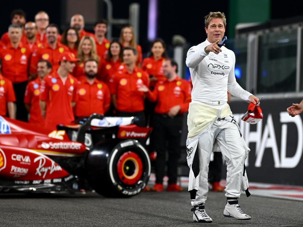 Brad Pitt was seen on set of his upcoming Formula One based film ‘F1’ in Abu Dhabi. Picture: Clive Mason/Getty Images