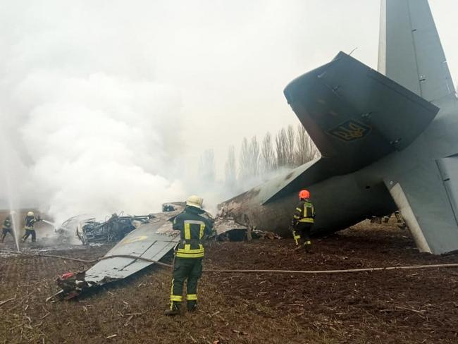 A Ukrainian military plane with 14 people aboard crashed south of Kyiv with an unknown number of casualties.