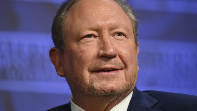 CANBERRA, AUSTRALIA, NewsWire Photos. FEBRUARY 26, 2024: Dr Andrew Forrest AO, Global Business and Philanthropic Leader, addresses the National Press Club of Australia in Canberra on "Power Shift: Why stepping beyond fossil fuels will secure our future (and not doing it will destroy it)". Picture: NCA NewsWire / Martin Ollman