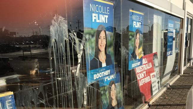 Eggs were thrown at Nicolle Flint’s office as part of a campaign against her.