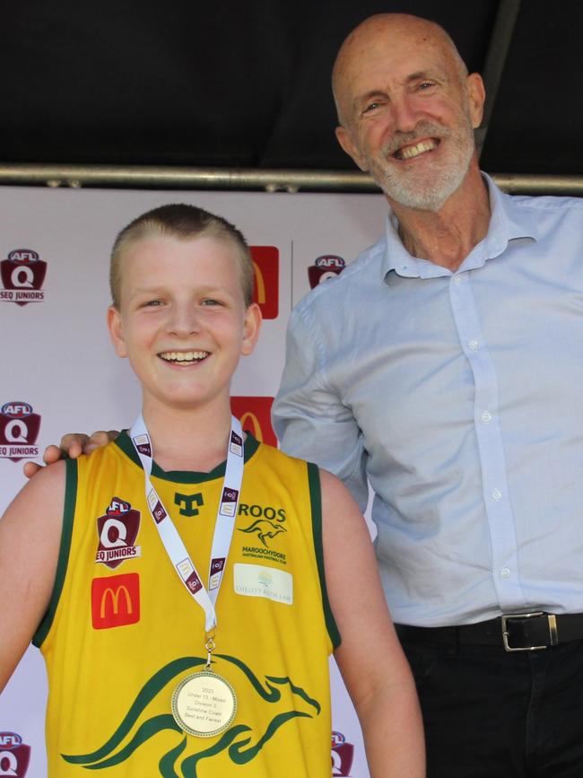 Angus Cosgriff of Maroochydore Roos won the Under 13 Mixed Div 3 best on ground for the SEQJ Sunshine Coast grand finals. Picture: Supplied