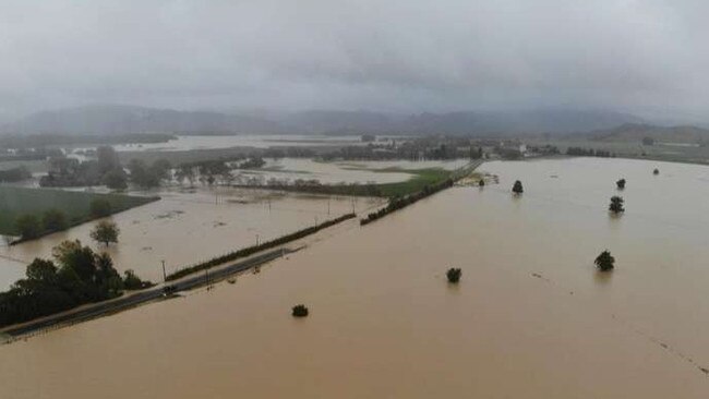 Flooding at Tolaga Bay, near Gisborne which has been entirely cut off.