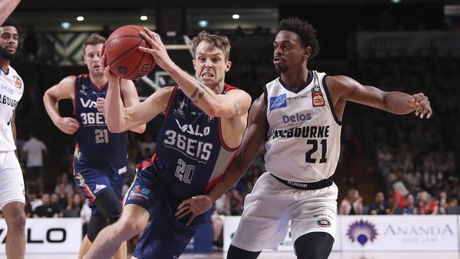 Nathan Sobey (L) nearly pushed the 36ers to a much-needed victory. Picture SARAH REED