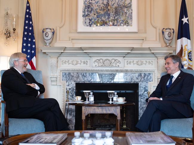 Ambassador of Australia to the United States, Hon Kevin Rudd with US Secretary of State Antony Blinken. Picture: Supplied