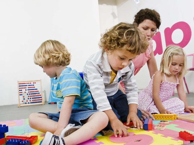 Generic image of a teacher playing with pre-school youngsters at a Child Care Centre. Picture: Thinkstock