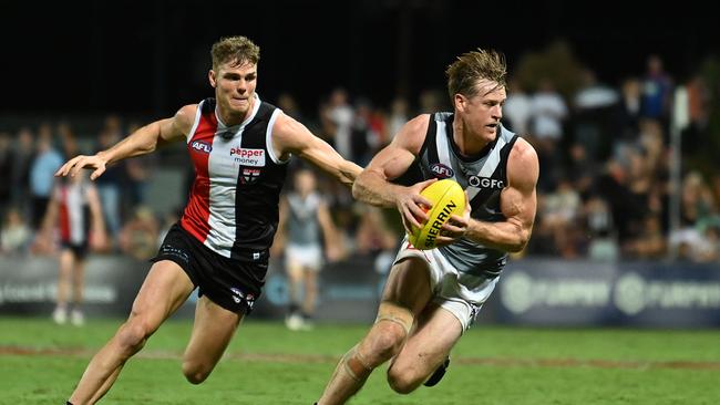 Tom Jonas will play game 200 for Port Adelaide. Picture: Emily Barker/AFL Photos via Getty Images