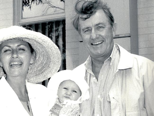 Jill and Neville Wran with their baby daughter Harriet in 1988. Picture: John Hawryluk