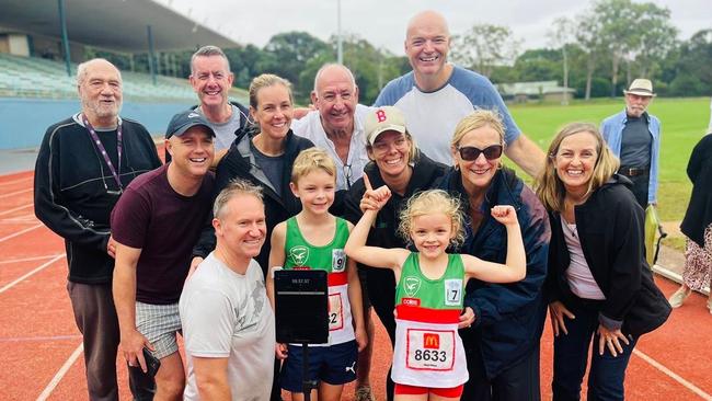 Little world champion Helena Carey and her supporters.