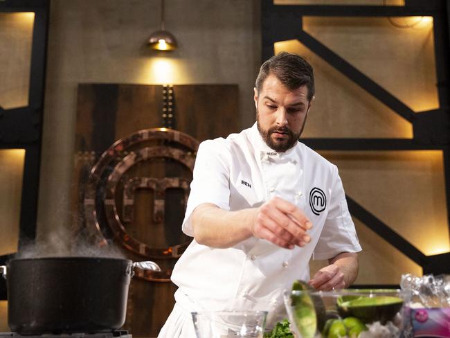 Ben Borsht whips up his seafood dish — but the judges were less than impressed.