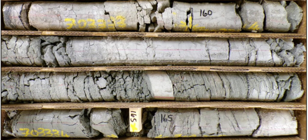 High-grade claystone from a portion of core that assayed 3280ppm Li. Pic: ASE