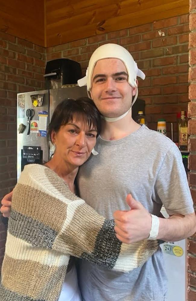 Jodi with son Connor Spangler 20 who is unwell after a medical incident. His father Shawn Spangler died after a tragic accident home recently. Picture: supplied