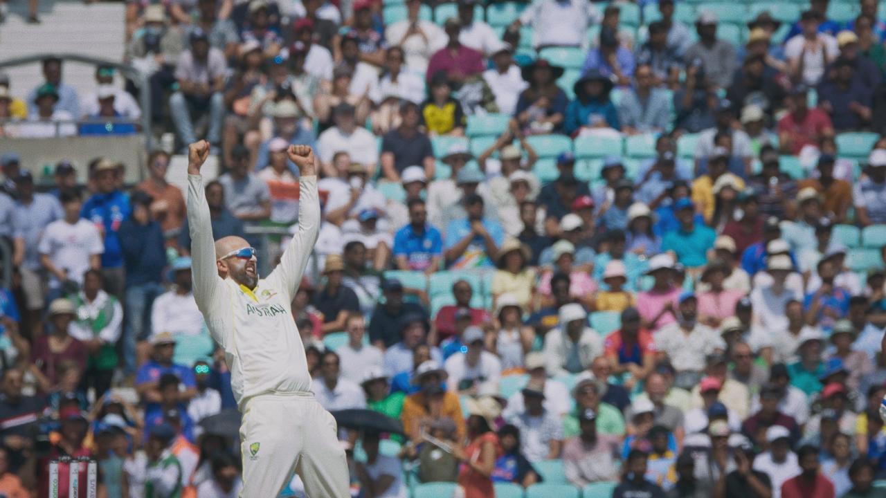 Nathan Lyon got stuck into the Poms. Photo: Prime Video.