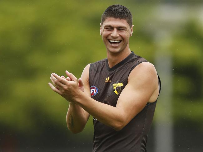 Jonathon Patton at a Hawthorn Hawks AFL training session. Picture: Daniel Pockett/Getty Images