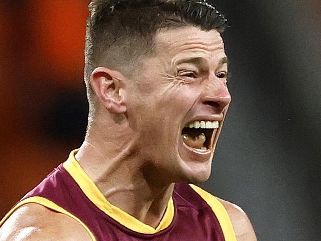 Brisbane's Dayne Zorko celebrates the win during the AFL Semi Final match between the GWS Giants and Brisbane Lions at Engie Stadium on September 14, 2024. Photo by Phil Hillyard(Image Supplied for Editorial Use only - **NO ON SALES** - Â©Phil Hillyard )