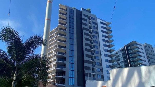 The adjacent Skyneedle (left) and Halo unit tower.