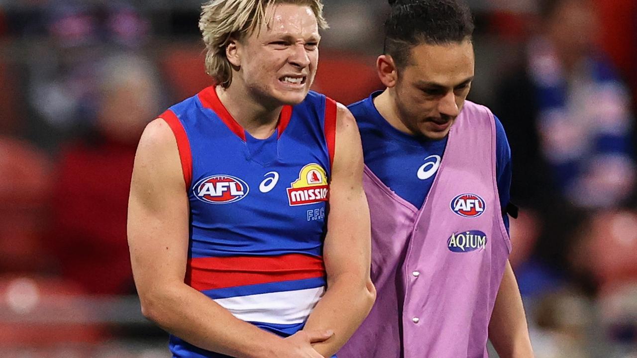 Cody Weightman suffered a gruesome injury. Picture: Getty Images