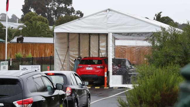 A drive through COVID testing site has been set up at the East Preston Islamic College. Picture: David Crosling