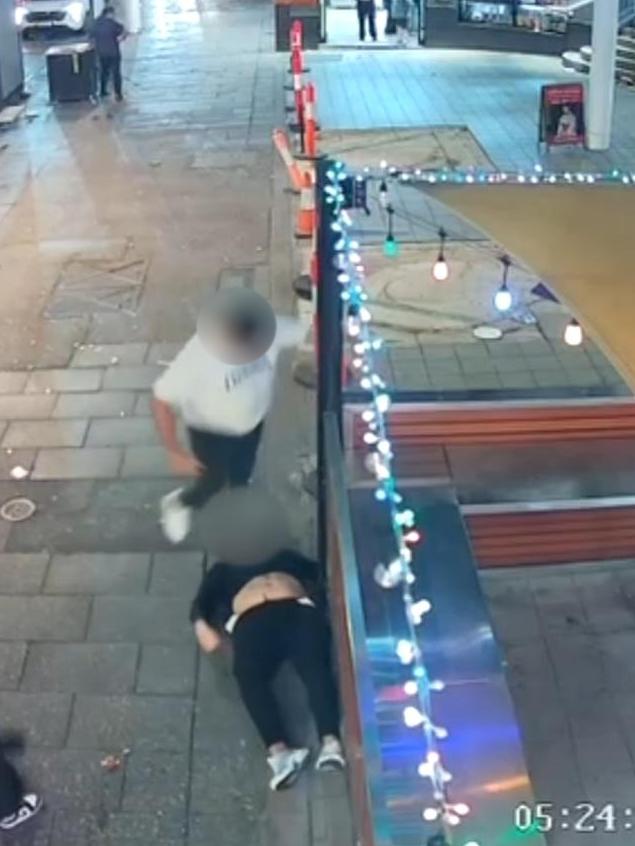 A young man has been rushed to hospital in a fight for life after an early morning alleged assault on Hindley St in the CBD. Picture: 7NEWS