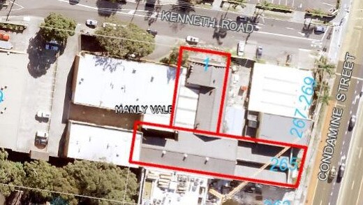 The boundaries of the redevelopment site at 265 Condamine St, Manly Vale. Picture: Northern Beaches Council