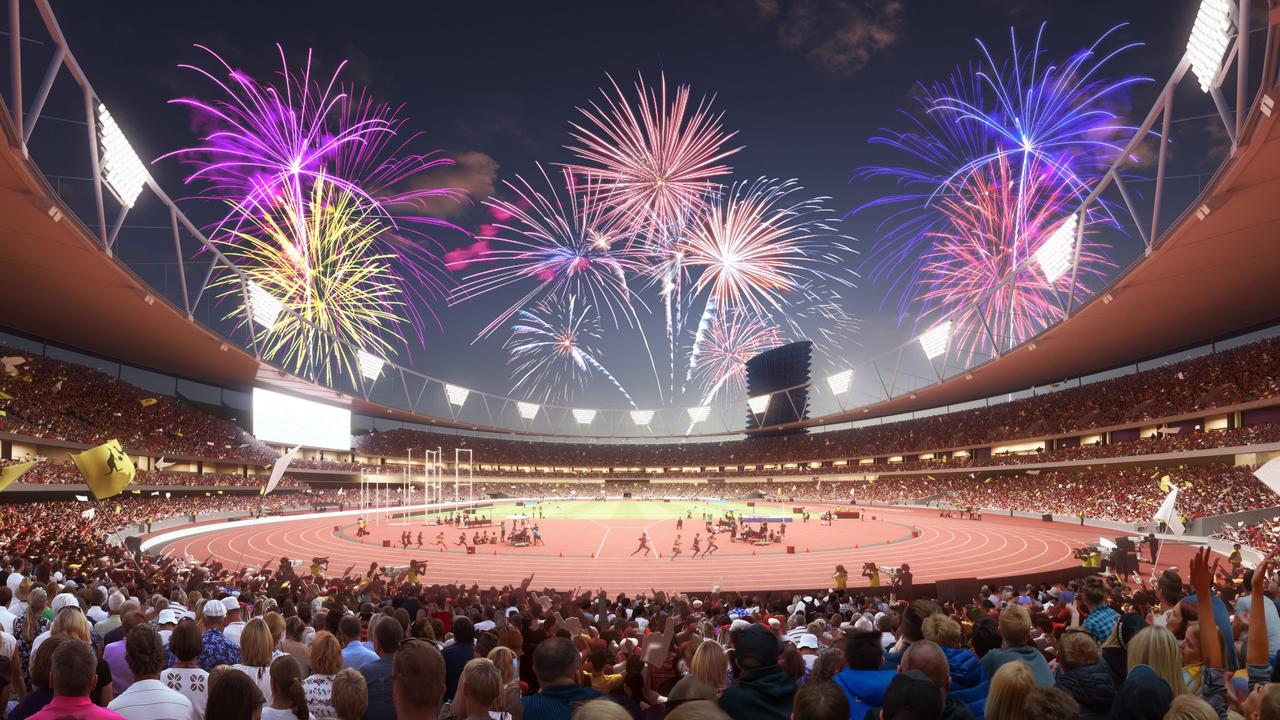 An artist’s impression of the proposed Gabba redevelopment for the 2023 Olympic Games in Brisbane.