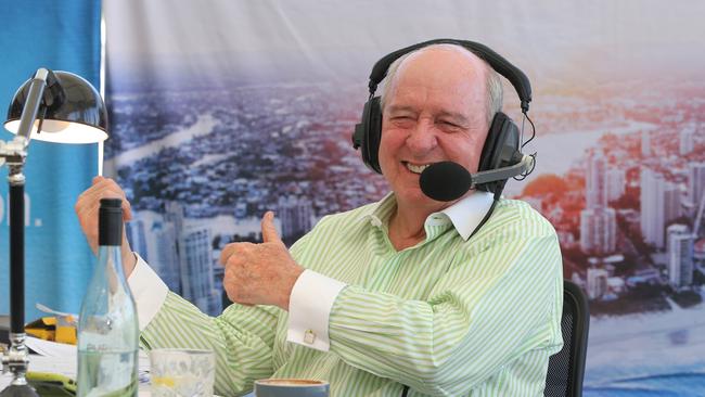 Alan Jones hosts his radio show from the Southport Yacht Club. Picture: Glenn Hampson