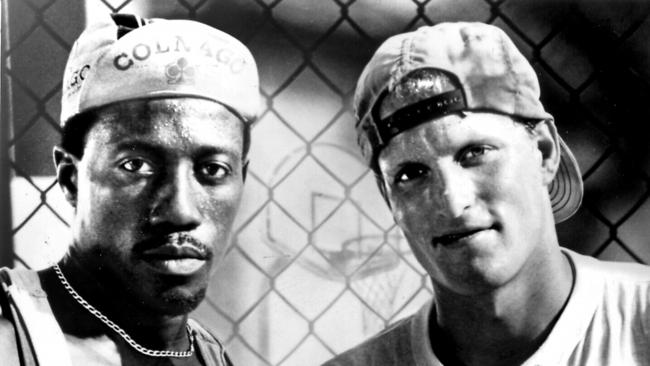 Actor Wesley Snipes with Woody Harrelson.