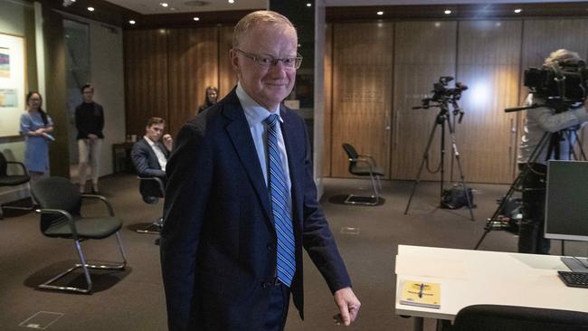 Reserve Bank governor Philip Lowe delivers a press conference after the board meeting. Tuesday 3rd November 2020 AFR photo LOUIE DOUVIS