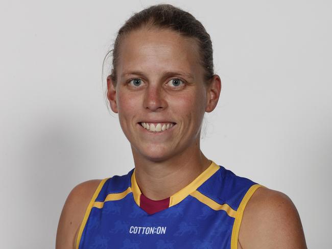 BRISBANE, AUSTRALIA - JANUARY 9: LUTKINS Kate during the Brisbane Lions 2018 Womens team photo day at The Gabba on January 9, 2018 in Brisbane, Australia. (Photo by Michael Willson/AFL Media)