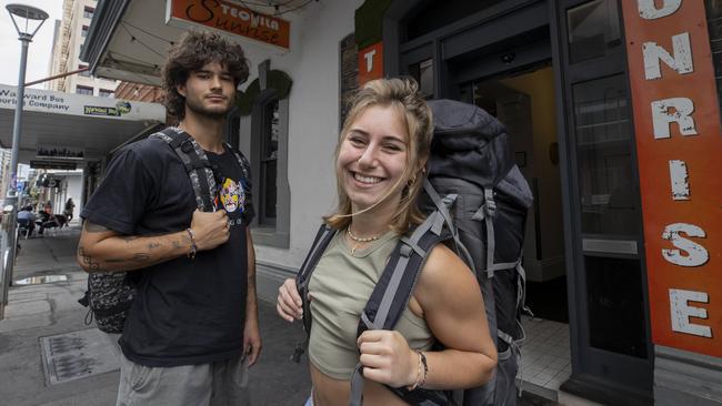 Lucas Hemingway, 23, from Brazil and Morgane Scalea, 26, from Switzerland are WHM who have found work in Adelaide. Picture: Brett Hartwig