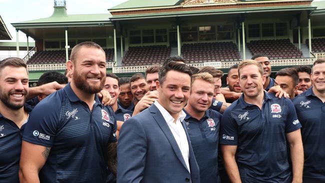 An emotional Cooper Cronk at his retirement media conference. Picture: Brett Costello