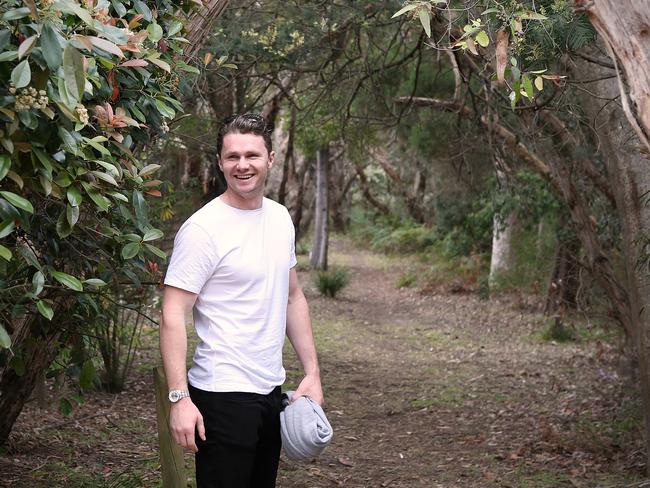 Dangerfield takes a walk through Moggs Creek. Picture: Wayne Ludbey