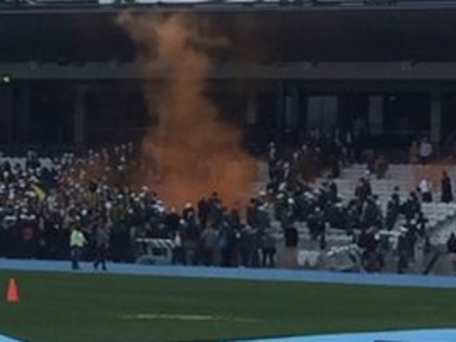 St Kevin's students set off flares at an APS athletics carnival. Picture: Supplied