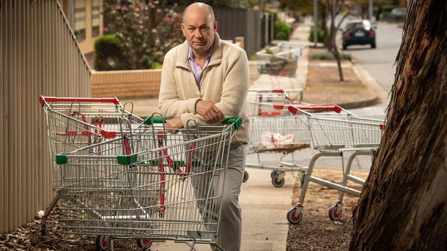 Marion Mayor Kris Hanna has crusaded for something to be done about abandoned shopping trolleys in the council area. Picture: Brad Fleet